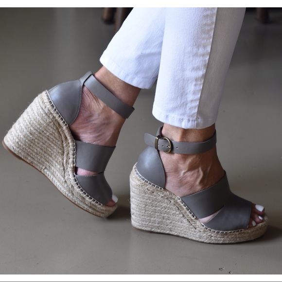 gray platform sandals